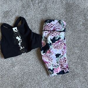 Athleta Black and Floral Women's Top
